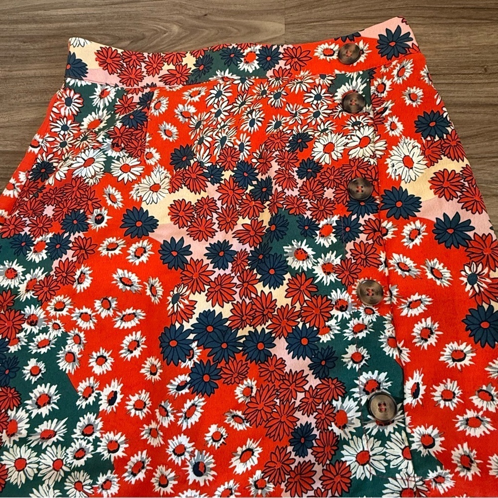 Boho Floral High Waist Split A Line Midi Skirt - Picture 7 of 10